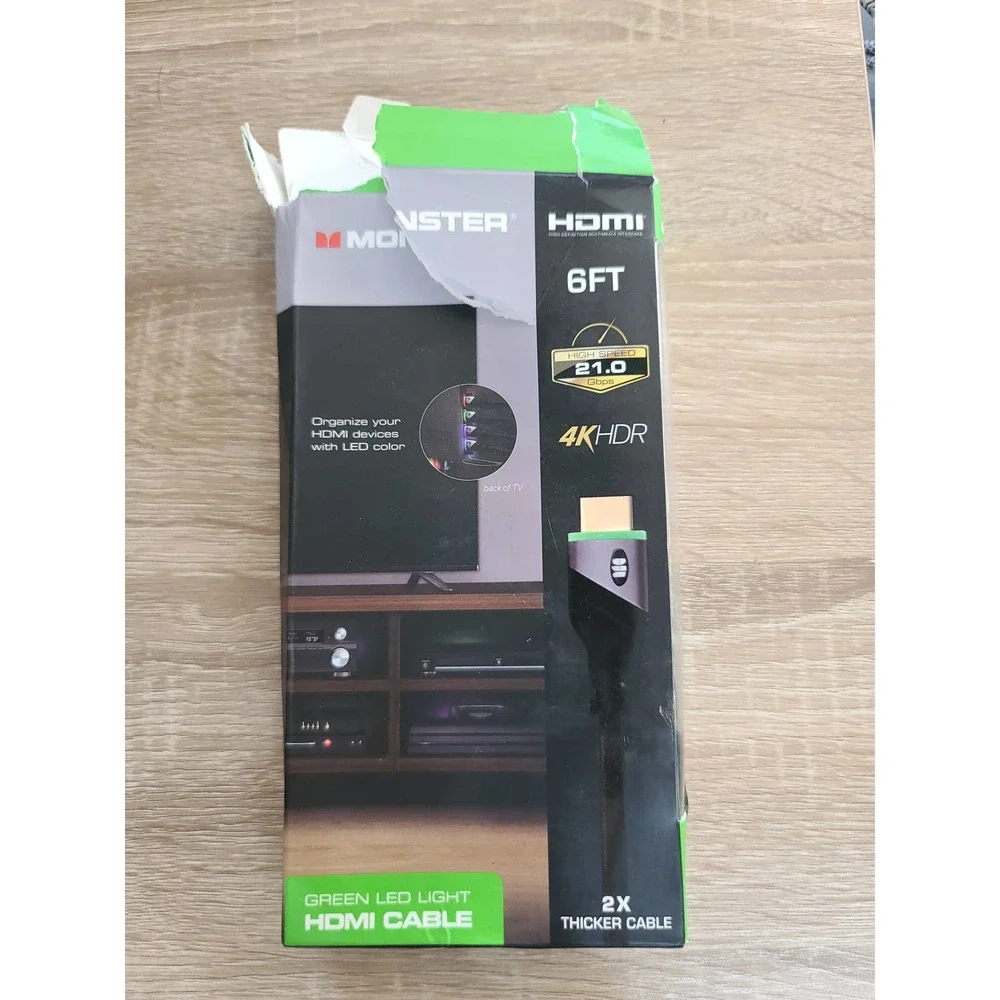 Monster 6ft High Speed 4K Hdr Hdmi Cable with Built-in Green Led Light